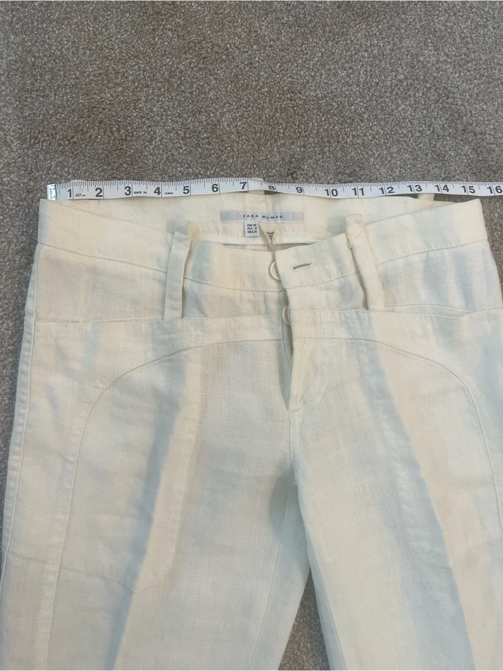 Cream Linen Trousers by Zara - size 4
